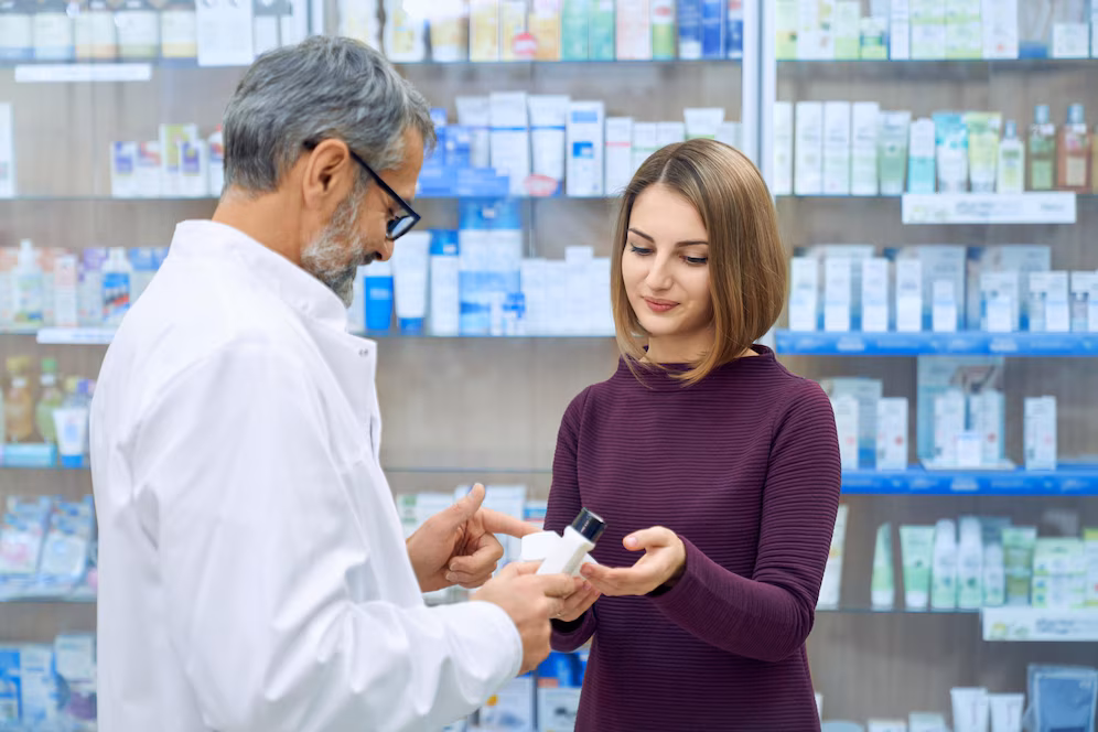 Pharmacist helping with medicine